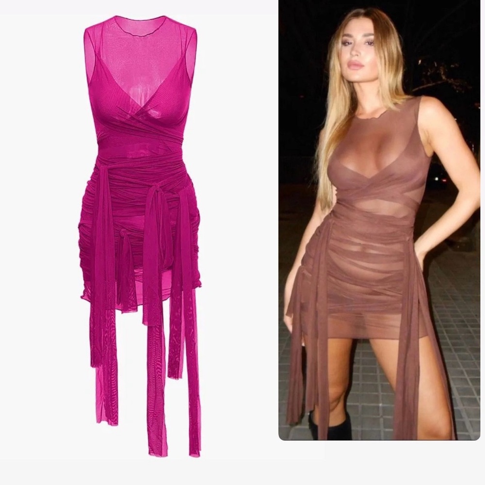 NWT Micas Violet Mesh Wrap Dress